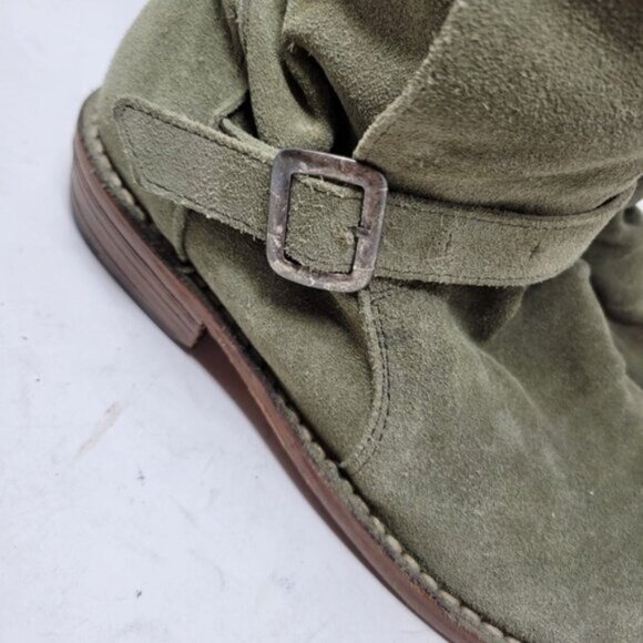 Fiorentini + Baker | Eternity Suede Leather Tall Moto Boots Olive Green - Picture 10 of 16